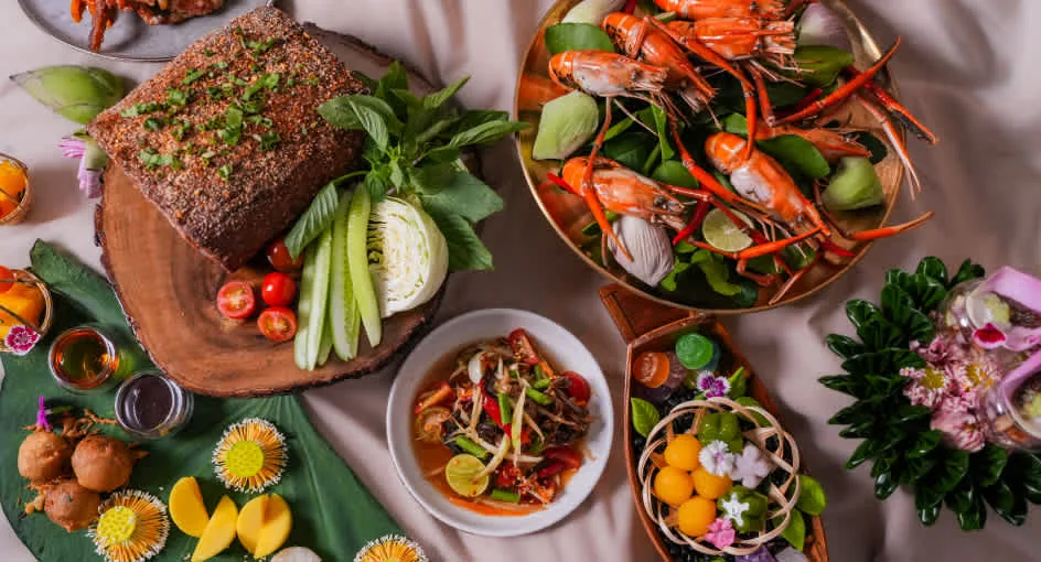 Thai buffet dishes for the HI ELEVEN Loy Krathong Edition at Avani+ Riverside Bangkok